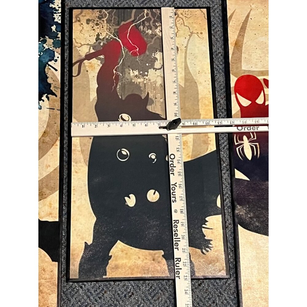 4 Marvel Silhouette Canvas Wall Art 32" Long Super Hero Set Light Weight TV Deco - Picture 4 of 11